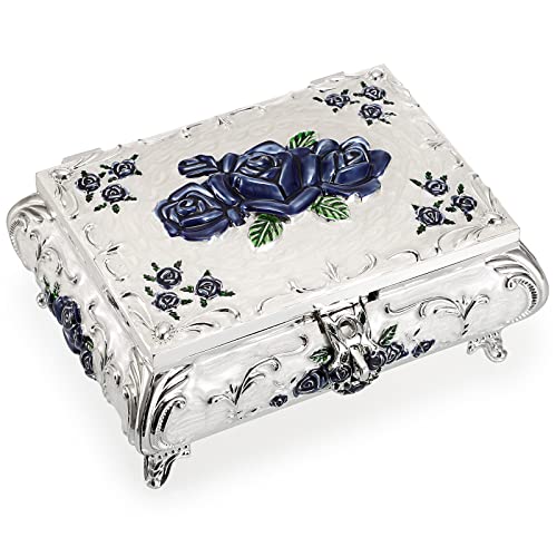 Hipiwe Vintage Metal Jewelry Box Christmas Birthday Gift for Women