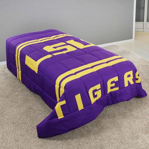 Image of College Covers Everything Comfy LSU Tigers Reversible Big Logo Soft and Colorful Comforter, Queen