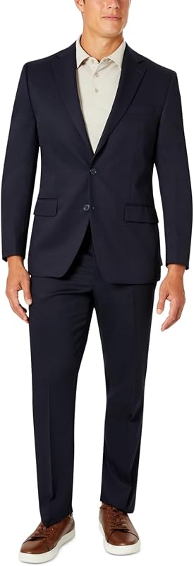 Mens Stretch Performance Two Button Suit - Two Piece Business Suit Jacket and Pants
