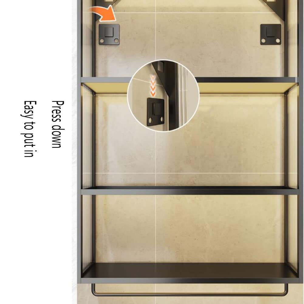 Armadietto da bagno a parete, salvaspazio sopra il WC, design senza trapano, elegante mensola per lavanderia e cucina con barra per asciugamani, 50 x 14,5 x 70 cm, colore: bianco