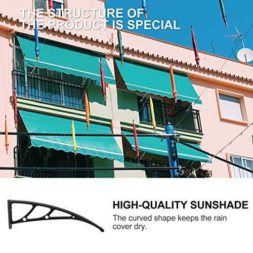 2Pcs Window Canopy Brackets Awning Canopy Bracket Polycarbonate Cover Outdoor Front Door Patio Awning Canopy Uv Rain Snow Protection Hollow Sheet Metal Canopy Brackets Black Canopy Brackets Steel #TOP6