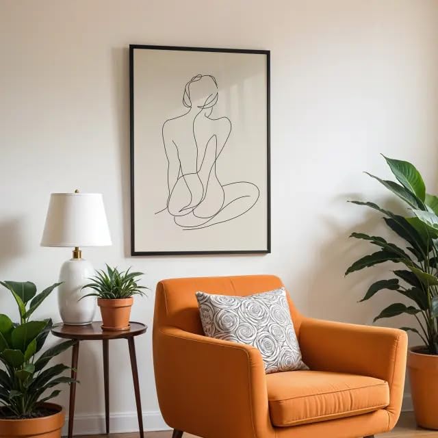 Cuadro woman line art xv decoration murale salon moderniser mur blanc - 2