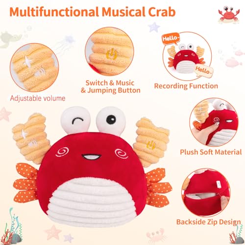 Krabbe Baby Spielzeug 6 7 8 9 10 11 12 Monate, Musikalische Krabbelspielzeug, Babyspielzeug Neugeborenes Geschenk 1 2 Jahre Junge Mädchen-Verstellbare Lautstärke, 100 Lieder und Aufnahmefunktio