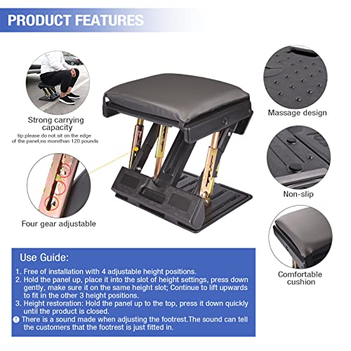 Image of Foot Rest for Under Desk at Work 4-Level Height Adjustable, Ergonomic Foldable Footrest for Office, Gaming,Computer, Soft & Removable Pad Desk Foot Stool Suitable for All Seasons (Gray)