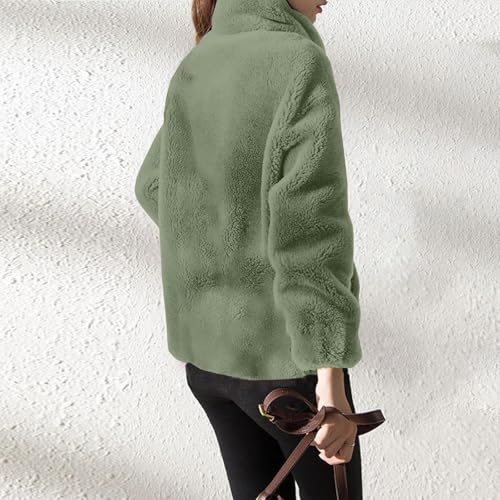Generisch Women Teddyfleece Jacket mit durchgehendem Reißverschluss, lange Ärmel, übergroße Sherpa-Herbst-Winter-Mäntel, lässige, lockere Passform, warme Plüsch-Reisejacken 2026