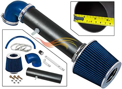 Matt Black Piping BLUE SHORT RAM AIR INTAKE 97-04 Compatible With JEEP CHEROKEE/GRAND CHEROKEE