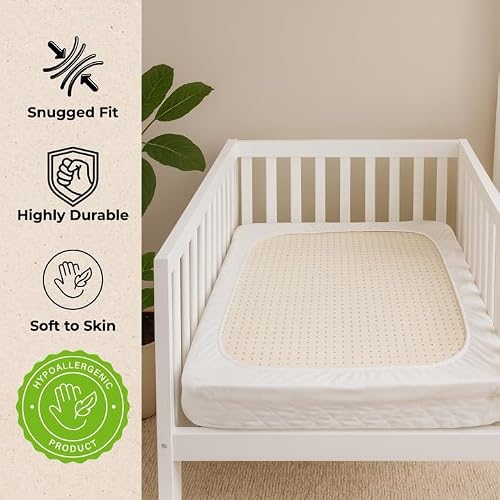 ORGANIC TEXTILES Organic Cotton Crib Mattress Protector - Water Resistant Fitted Sheet Liner Pad, Skin Friendly, Chemical-Free Pure Cotton [GOTS-Certified] for Mini Sleeper (31\"x18\") - Made in USA - Thumbnail 3