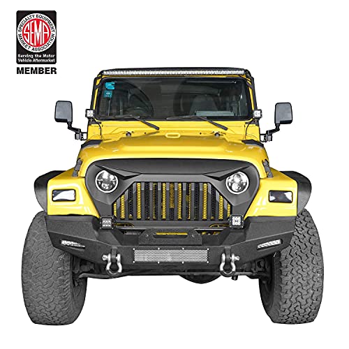 U-Box Tj Grill Front Vader Grille Cover Overlay W/Mesh Insert Compatible With Jeep Wrangler Tj & Tj Unlimited 1997-2006 #TOP5