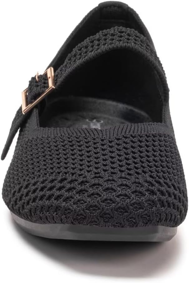 Frank Mully Womens Casual Flat Shoes Square Toe Shoes Knitted Mesh Flat Comfort Work Flat Shoes for Daily Washable - Image 7