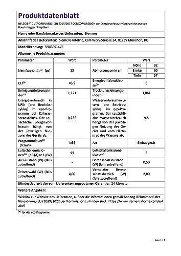 Siemens SN43ES14VE, iQ300 Smarter Geschirrspüler, Unterbau-Spülmaschine mit Besteckschublade, 60 cm, automatische Türöffnung dank autoOpen dry, besonders leise mit iQdrive-Motor, aquaStop, Edelstahl