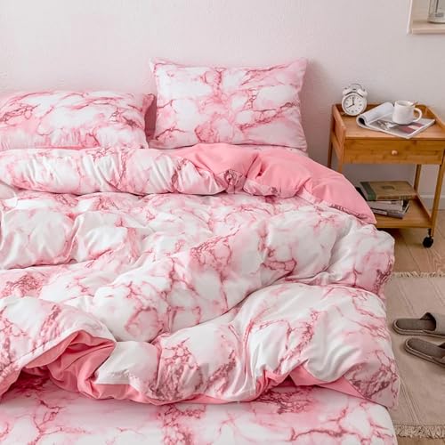 Parure de lit 140x200 marbré rose blush douceur douceur cocoon