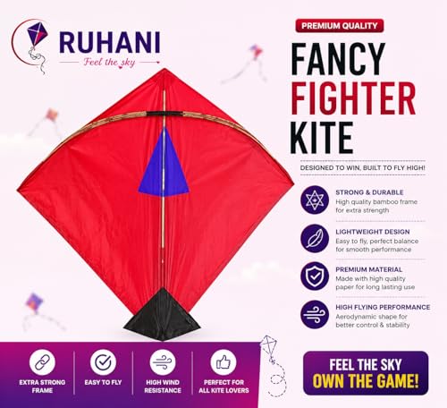 RUHANI Paper Kite Patang, 42 cm, Multi-Color, Pack of 10 - Image 4