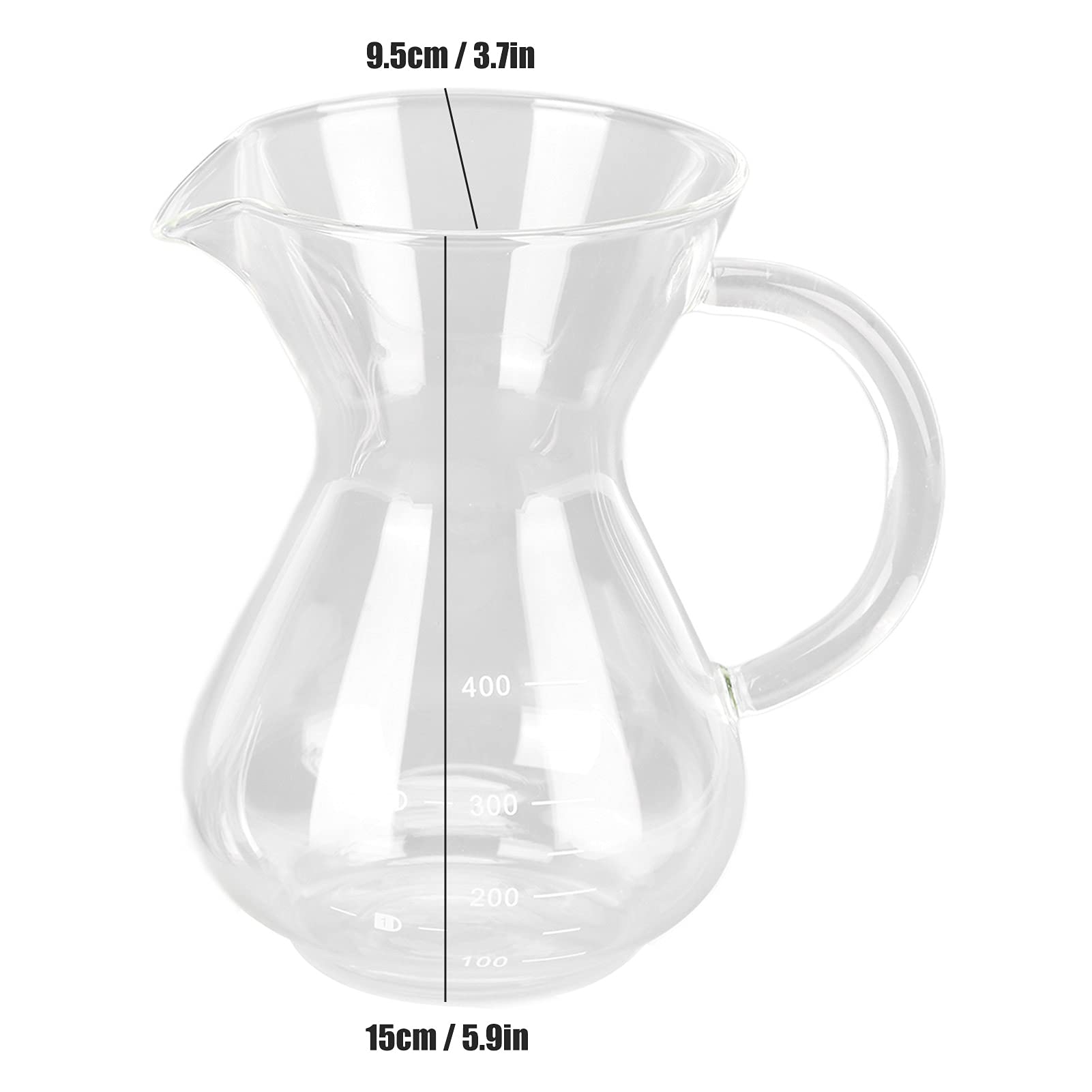 400ml Pour Over Coffee Maker,Reusable Stainless Steel Drip Filter,Glass Coffee Pot Kettle Heat Resistant Pour Over Coffee Maker with Stainless Steel Filter(Round bottom)