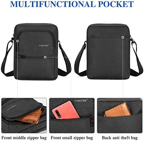 BAIGIO Men's Canvas Shoulder Bag Cross Body Casual Messenger Satchel Bag for Wallet Purse Mobile Phone Keys (Black - 8.3" x 3.1" x 10.2")