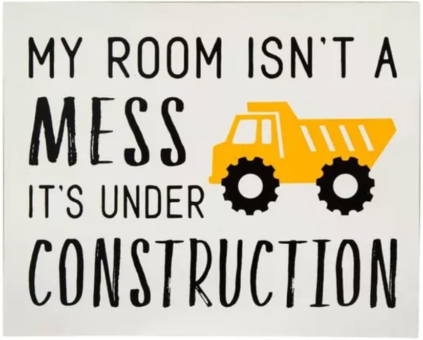 Under Construction Wood Wall Decoration Media, Kids Play or Game Room