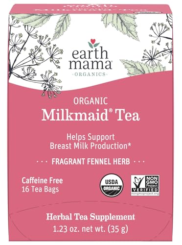 Image of Earth Mama Organic Milkmaid® Tea | Lactation Support Herbal Tea Bags for Breastfeeding, Decaf Lactation Supplement for Increased Breast Milk Production, With Milk Thistle & Fenugreek (16 Count)