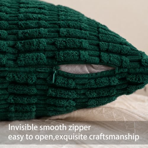 Image of Pack of 2 Corduroy Decorative Throw Pillow Covers 12x20 Inch, Dark Green