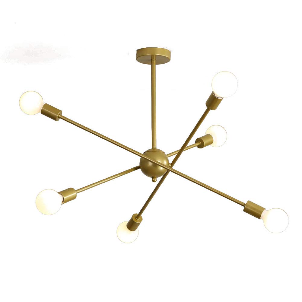 Lampadario Moderno a 6 luci Sputnik Mid Century, Lampada a Sospensione Industriale in Ferro per Cucina, Sala da Pranzo, Soggiorno - Nero. È così Gentile da Parte Tua.