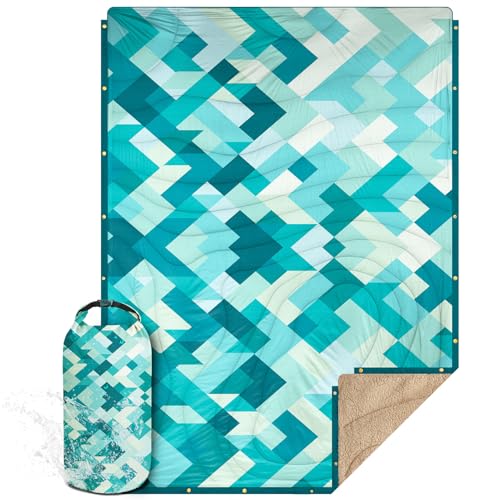KawaGebo Kamp Outdoor Camping Blanket with Sherpa Lining, Extra Warm Thick Camp Blankets and Puffy Ultralight Soft Poncho DWR Camping Quilt for Cold Weather, Adventure, Sleeping, Backpacking 56"x 40"