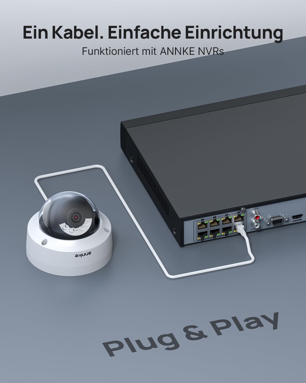 ANNKE 4K PoE Überwachungskamera Set mit 4X IK10 vandalensichere Aussenkameras, Farbnachtsicht, KI Person & Fahrzeugerkennung, 12MP 8CH NVR mit 2TB HDD für 24/7 Aufnahme, IP67