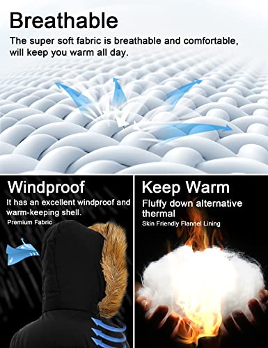 Szory Women's Winter Down Thicken Jacket Puffer Parka Coat With Removable Fur Hood (Black,Large) #TOP4