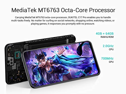 Unlocked Cell Phone,OUKITEL C17 Pro 6.35 inch Android 9.0 4G Dual SIM Mobile Phone,T-Mobile, AT&T Phone,64GB+4GB RAM Triple Camera Unlocked Smartphone,Black - Thumbnail 7
