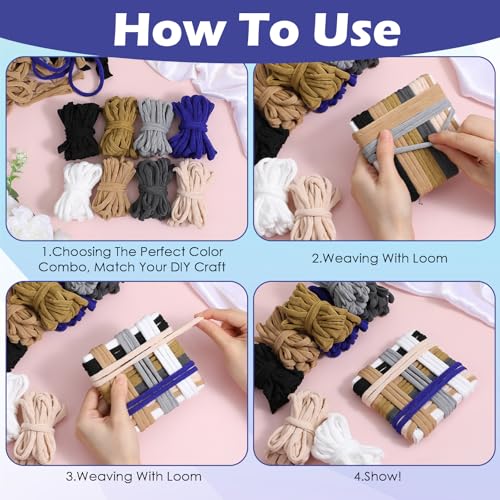 Image of Kifmurase 800 Pcs Refill Loops for 7-Inch Weaving Loom 8 Colors Loom Loops for Potholder Making, Elastic Nylon Weaving Loop Craft Flexible Loom Bands for Adult DIY Projects Gifts