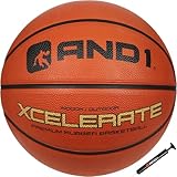 AND1 Xcelerate Rubber Basketball: Official Regulation Size 7 (29.5”) Streetball, Made for Indoor/Outdoor Games (Basketball w/Pump, Orange Classic)