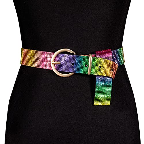Image of Dubulle Womens Belt Chain Leather Belts Vintage Western Adjustable Elastic Double Buckle for Cowboy Pant Dress