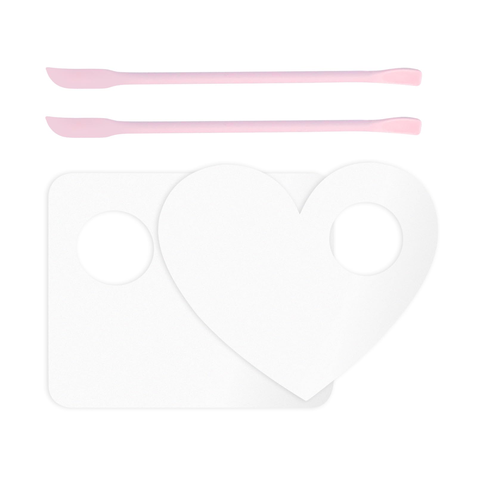 Makeup Mixing Palette Spatula Set, 2PCS Mini Acrylic Makeup Palette & 2PCS Silicone Skincare Spatula, Cream Foundation Palette for Mixing and Save Cosmetics (Pink,Square+Heart)-image-14