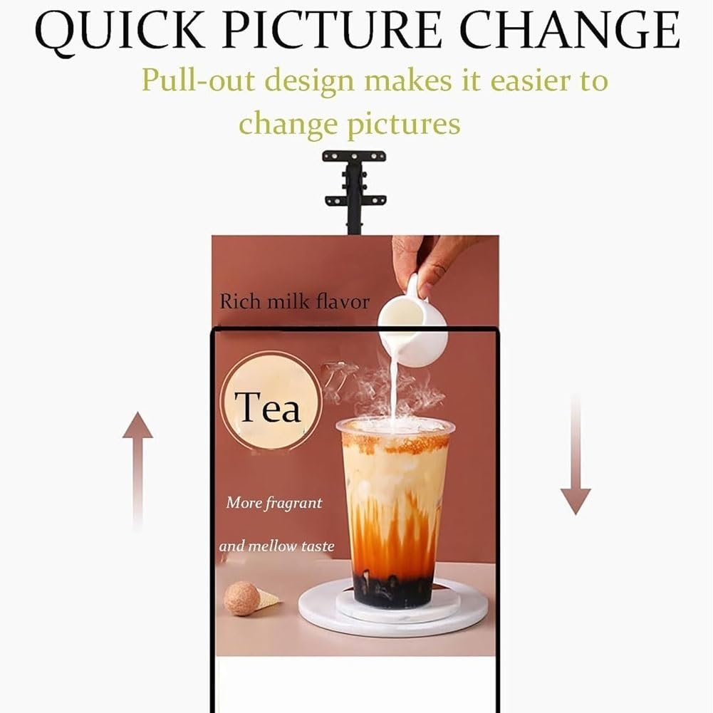 Caja de Luz LED con Marco Desmontable Ultra Delgado, Visualizador Económico Montado en Pared para Cafés y Restaurantes, Cambio de Carteles Fácil con Soporte Telescópico, Cartel Publicitario Comercial