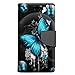 Samsung Galaxy S6 Edge Plus Wallet Case - Highlighted Butterfly Blue on Black