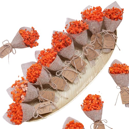 20-Piece Set Mini Magnet Dried Flowers Bouquet for Rustic Wedding Favors,Baby Shower Party Favors for Guests,Bridal Shower Party Gifts,Baptism Favors,Thank You Favor. (Orange)