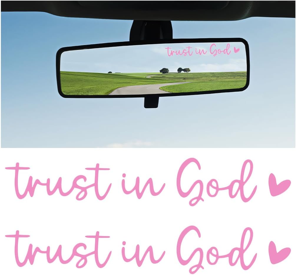 Trust In God Car Mirror Decals - 4-Pack, White, Adhesive Auto Stickers