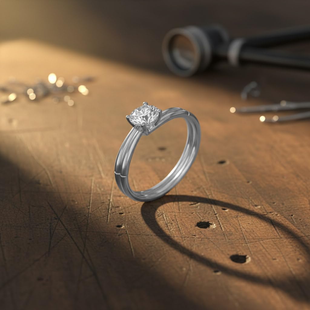 FINEROCK 1/2 Carat 4-Prong Set Diamond Solitaire Engagement Ring in 14K Gold