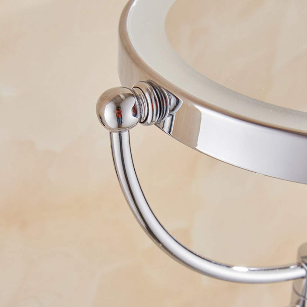 Espejo de tocador de maquillaje con luces, espejo de belleza con aumento de 3X, espejo de baño montado en la pared de dos caras, espejo cosmético giratorio de 360 °, 8 pulgadas, plateado (alimenta