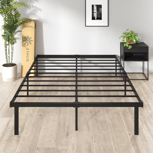 Zinus Caleb Bett 180x200 cm - Höhe 36 cm mit Stauraum unter dem Bett - Metall-Plattformbettrahmen - Klappbarer Bettrahmen - Schwarz