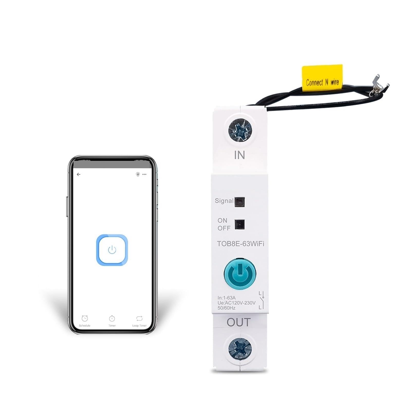 Télécommande for maison intelligente avec le disjoncteur sur rail Din compact 63A