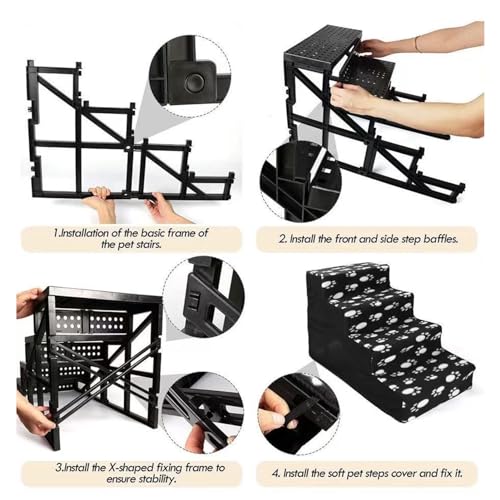 Escadas para animais de estimação para gatos, Escadas para animais de estimação de 4 etapas para cam