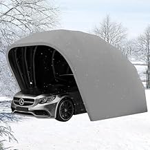 Portable Garage, Heavy Duty Carport Canopy, Stainless Steel Car Awning, Outdoor Patio Anti-Snow Rainproof Large Space Canopy for Car Auto,Gray,Automatic