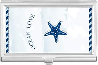 Starfish Ocean Love Sea Sailing Blue Business Card Holder Case Pocket Box Wallet