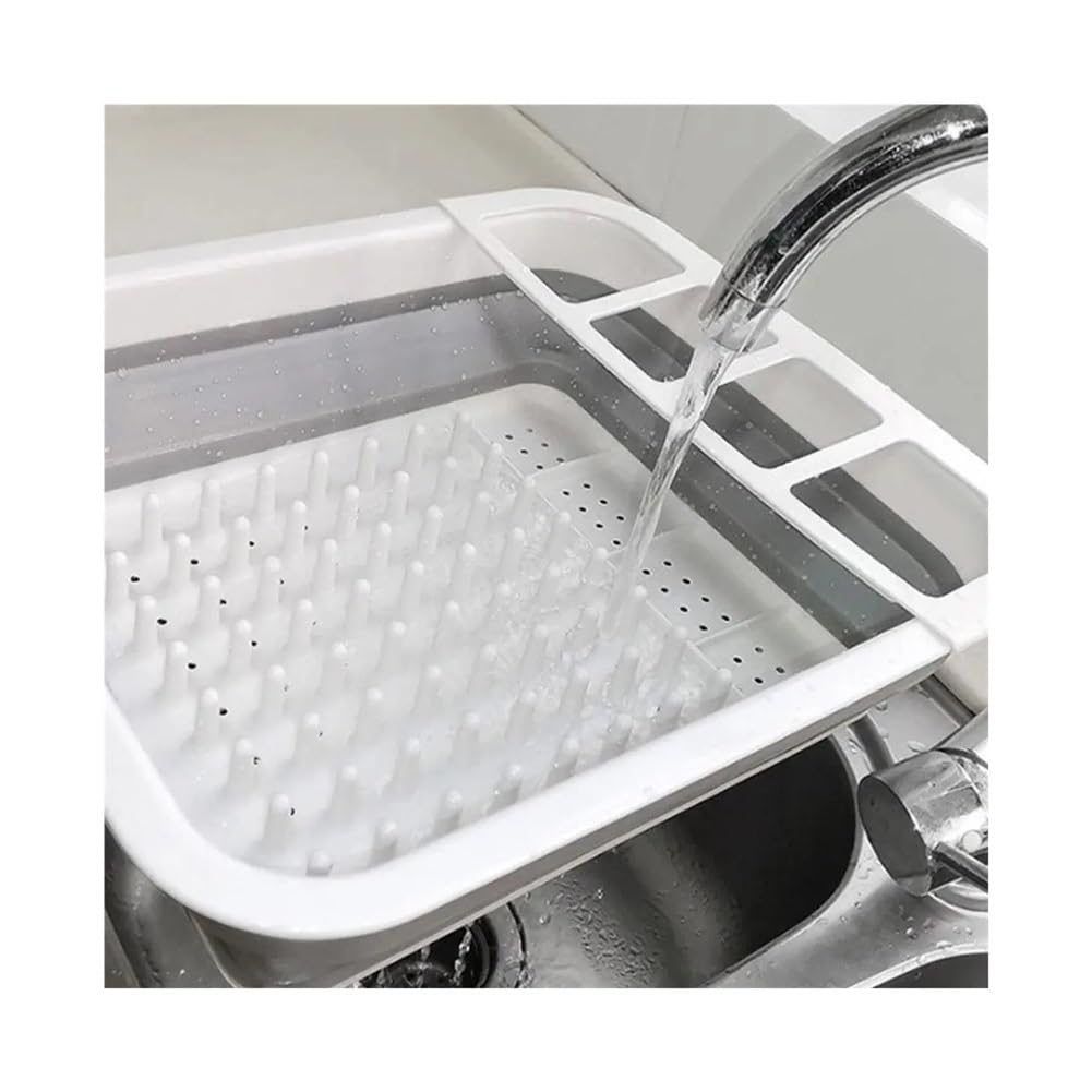 Escurridor de platos plegable de silicona portátil para fregadero, cesta escurridora de encimera que ahorra espacio (3 piezas)