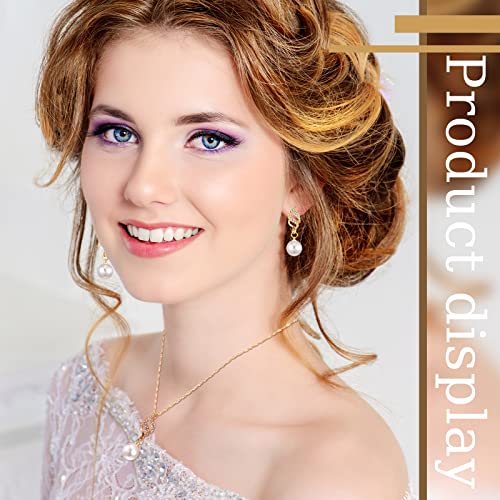 Bonuci 8 Pcs Pearl Rhinestone Jewelry Set for Women Pearl Necklace Bracelet Earrings for Wedding Birthday Bridal Tea Party2