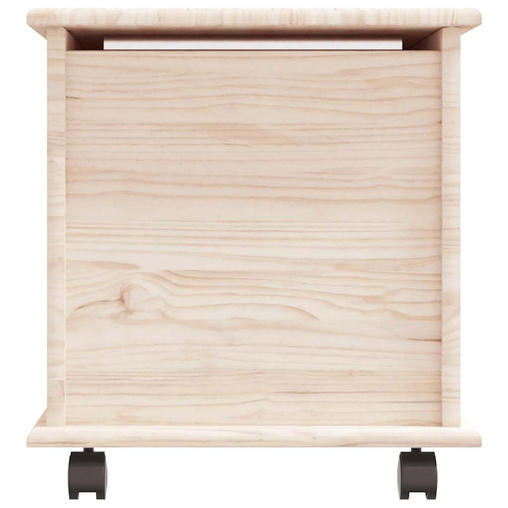 Truhe Mit Rollen ALTA 73x39,5x43 cm Massivholz Kiefer | 70 Liter Fassungsvermögen, Scharnierdeckel, unbehandelte Oberfläche, pflegeleicht mit feuchtem Tuch