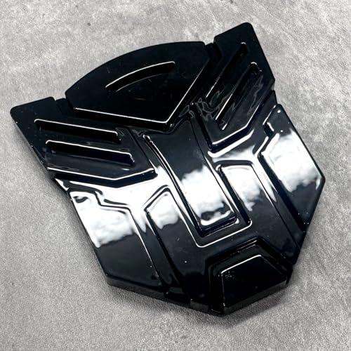 Autogem Transformer Auto Robot Emblem 3 Inch – Gloss Black Plastic Decorative Sticker Badge for Exterior Styling