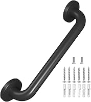 Sahans Matte Black 12 Inch Metal Stair Handrail - Rustproof Safety Grab Bar for Indoor Outdoor Stairs, Decks & Elderly Support