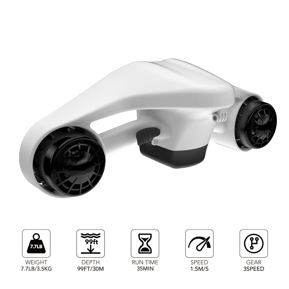 HYPER GOGO Scooter sous-Marin avec Support pour caméra d'action Batterie 2 pièces - Scooter Marin à Deux Moteurs étanche