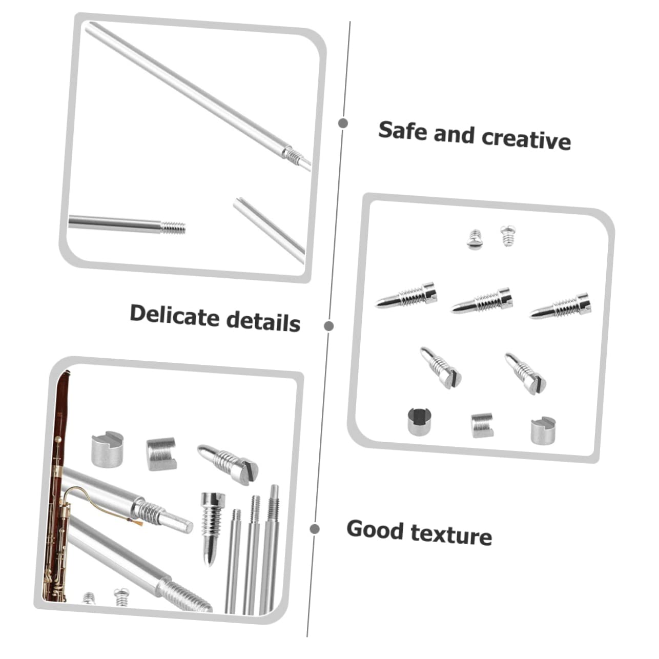ibasenice 3 Sets Compact Bassoon Repair Parts Wind Instrument Repair Kit Screws Grooved Blocks