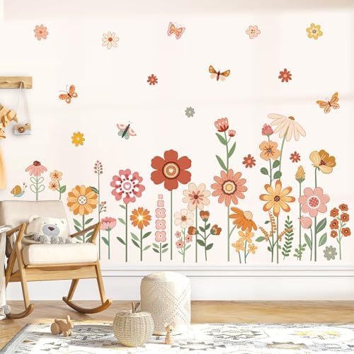 Daisy Wall Decals Boho Daisy Wall Stickers, Nursery Decor