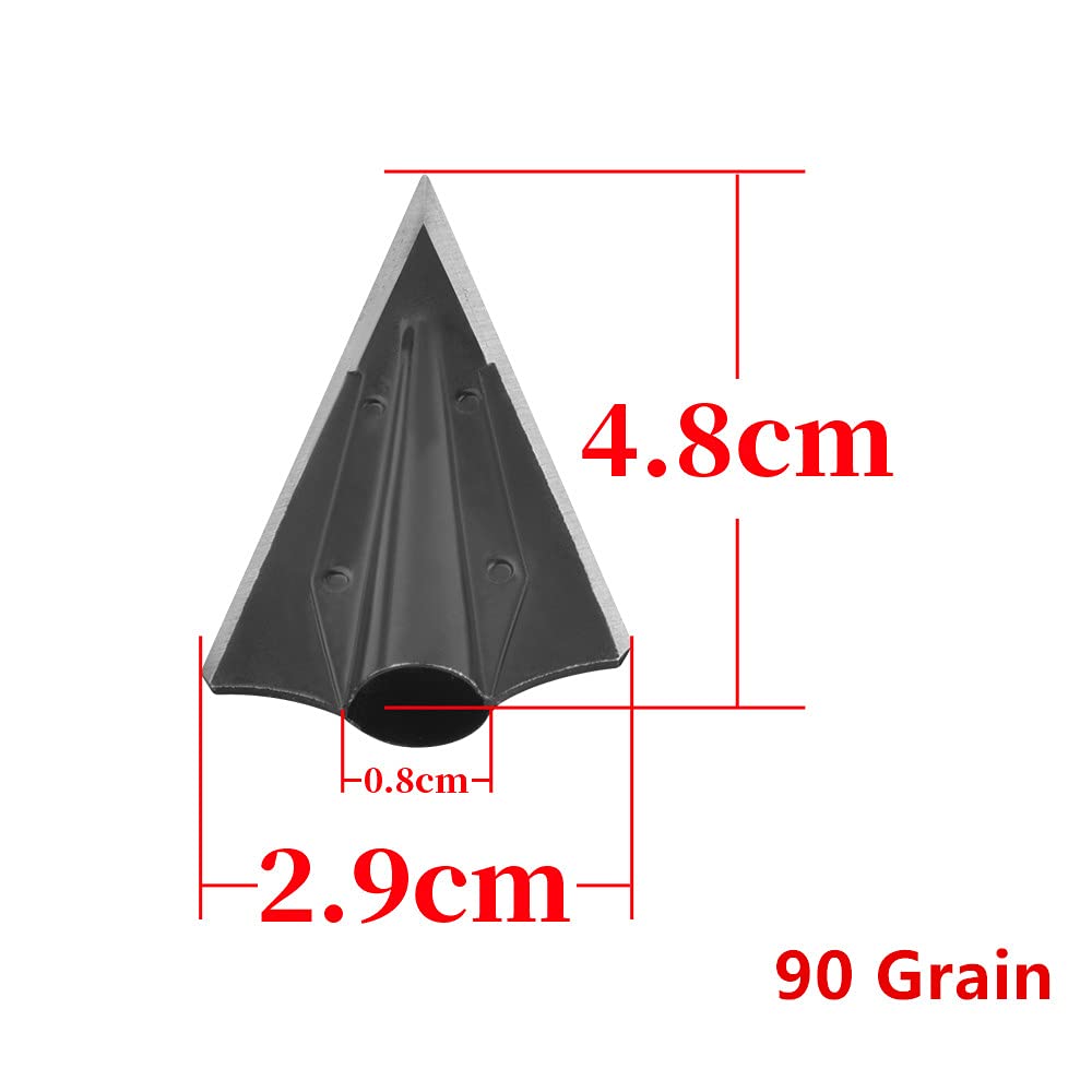 SHARROW 12 PCS 90 Grano Tiro con L'Arco Punte da Caccia Tradizionale Punte di Freccia in Ferro Punte con 2 Lame Punte da Freccia per tiro con L'Arco Testa di Freccia Arco Composto